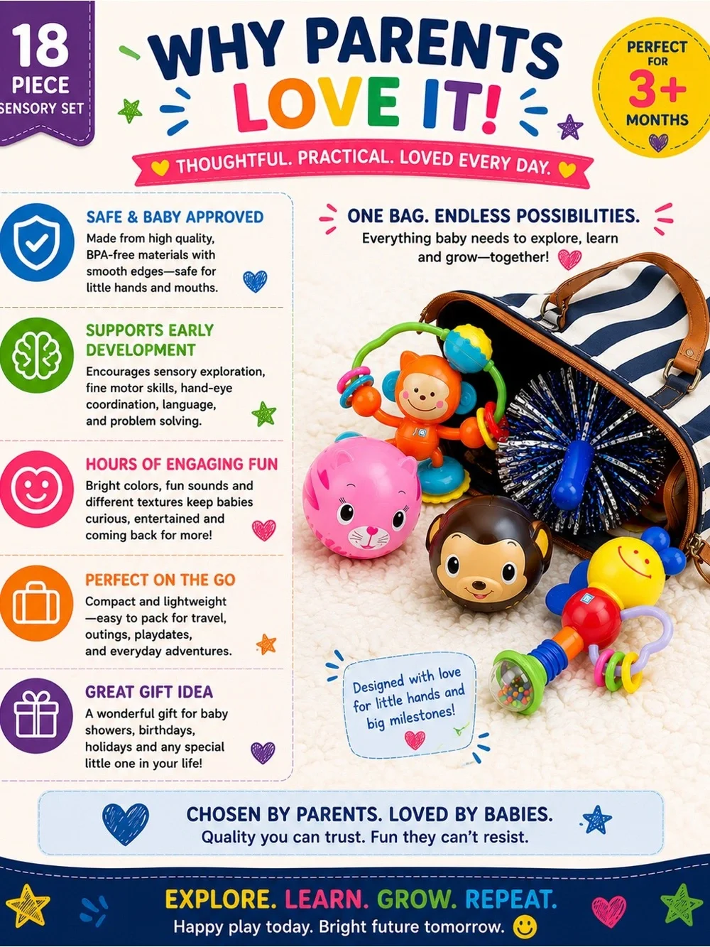 Happy Hands Baby Miscellaneous Toy Bag for Littles